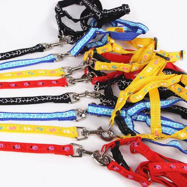 

dog collars & leashes 1pcs bilayer durable adjustable nylon pet collar harness set cat lead leash walking vest train