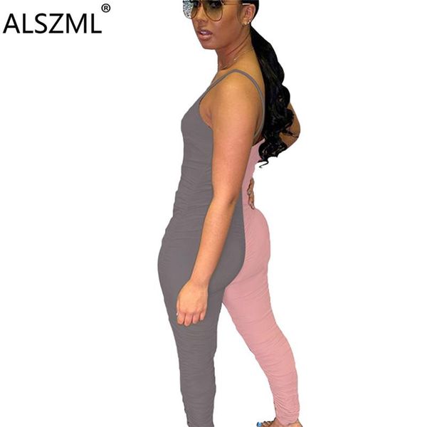 

women's jumpsuits & rompers women summer spaghetti strap skinny full sleeve sports catsuits fashion spliced, Black;white