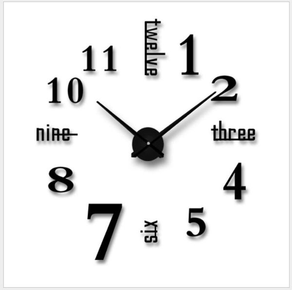 

3d wall stickers creative fashion living room clocks large clock diy home decoration acrylic
