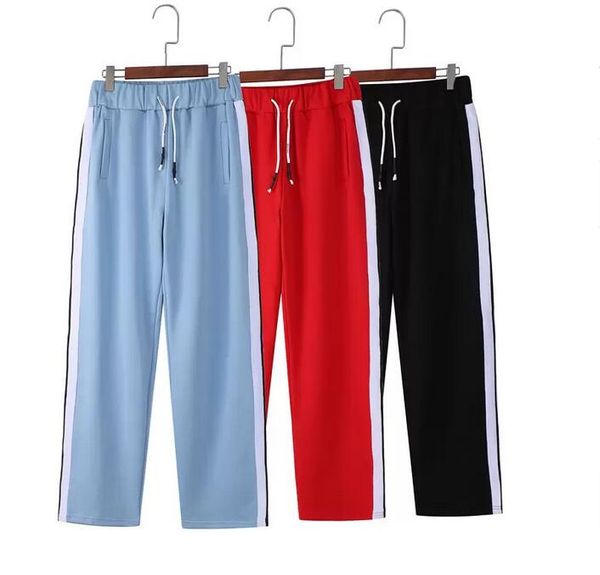 

men sports long pants zipper trousers casual mens sweatpants angel jogger side stripes drawstring sport sportwear drawstring zip, Black