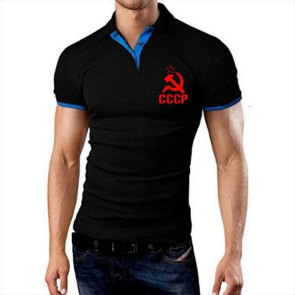 

shirt summer short sleeve mens polos turn over collar slim tee casual breathable solid color cccp russian shir, White;black