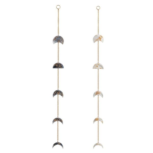 

decorative objects & figurines epoxy resin moon phases hanging pendant ornament with metal chain chic bohemian crescent sequins wall decorat