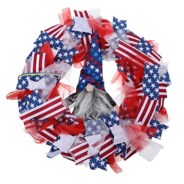 

decorative flowers & wreaths 1pc independence day star hat gnome doll flag wreath adornment home decoration