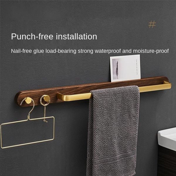 

towel racks black walnut bar wall-mounted bathroom rack with double hook hardware pendant