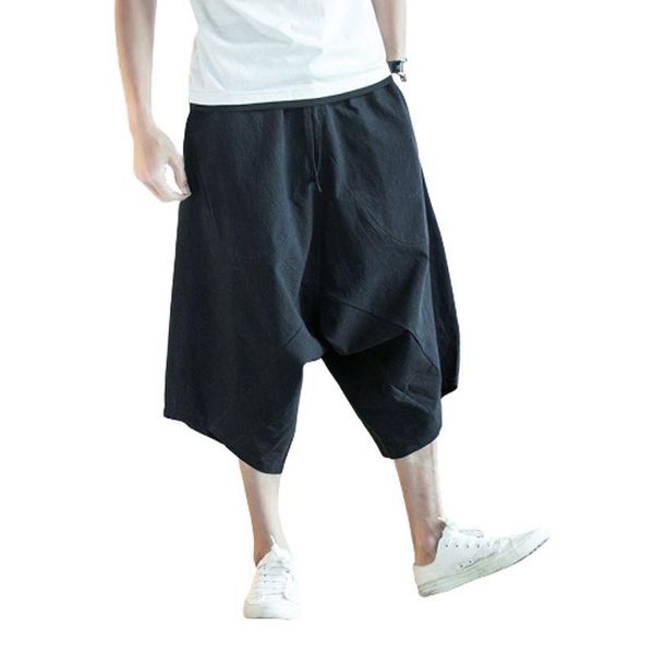 

men's pants cozok men harem mens summer cotton linen joggers male harajuku vintage sweatpants fashions calf-length, Black