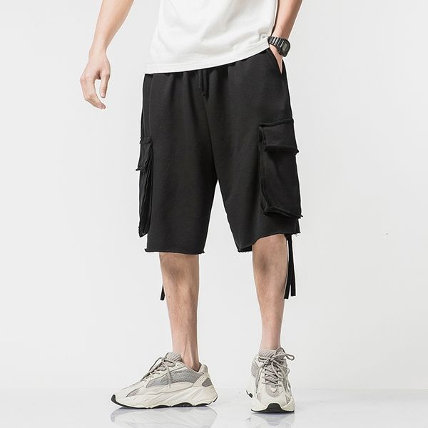 

men's shorts big pocket mens cargo cotton streetwear jogger harem male summer stretch short pants large size m-5xl ap8j, White;black