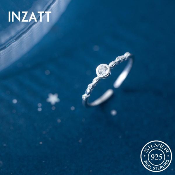

cluster rings inzareal 925 sterling silver zircon round adjustable ring for fashion women fine jewelry hiphop minimalist accessories, Golden;silver