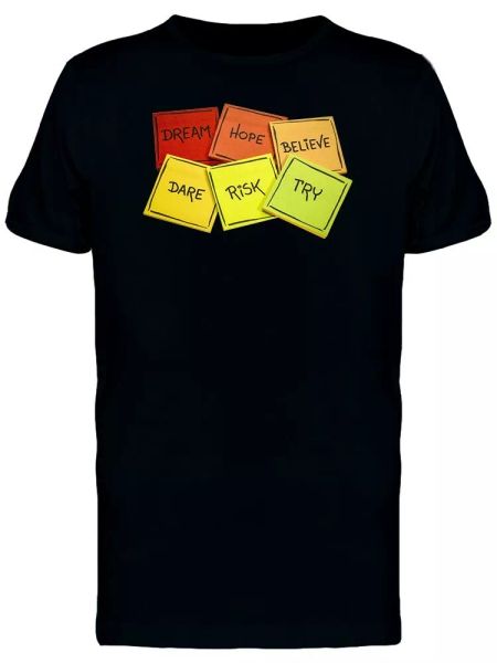 

sticky notes with different word men's tee -image by shutterstock, White;black