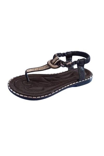

sandals women's wheel stone flat bottom, Black