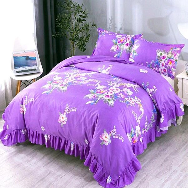 

bedding sets 2021 lace flower coloerful printing duvet cover pillowcase bed 1 pcs with