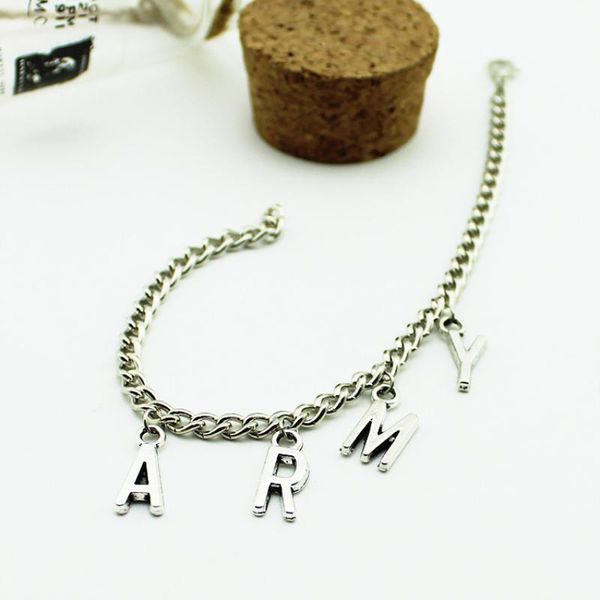 

charm bracelets 20cm army alphabet bracelet for men casual jewelry gift, Golden;silver
