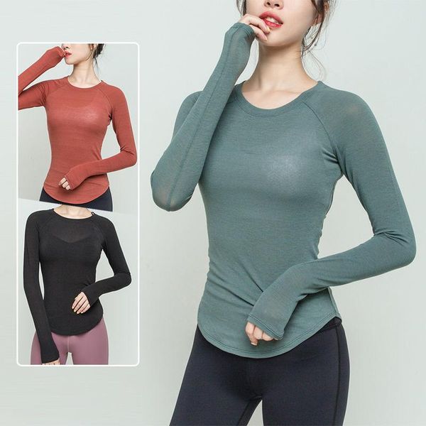 

yoga outfit crop clothes women's long sleeve t-shirt running sports deportivo mujer camisetas