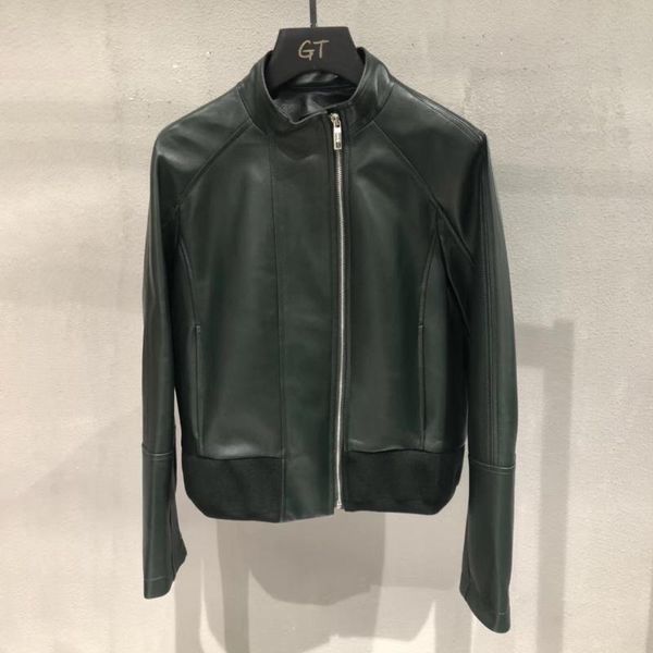 

women's leather & faux real natural sheepskin coat streetwear 2021 arrival fall jacket women ladies jackets, Black