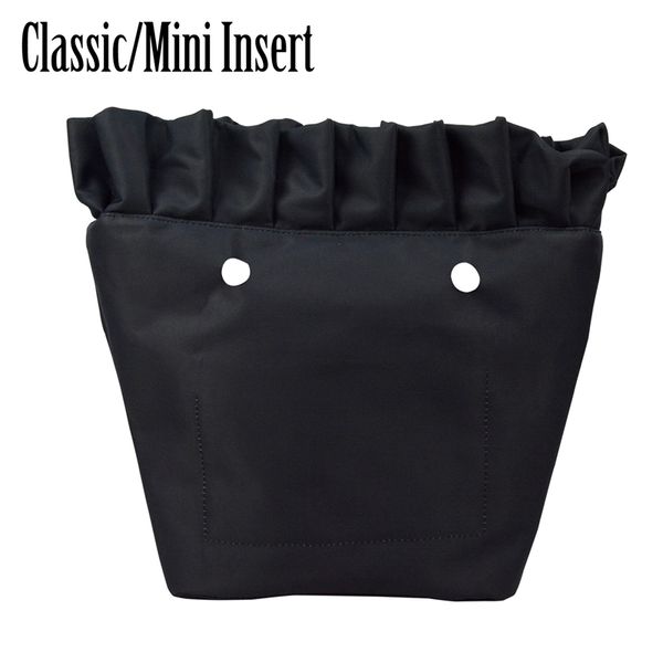 

new frill pleat soild fabric waterproof lining insert zipper classic mini obag inner pocket for o bag lj210203