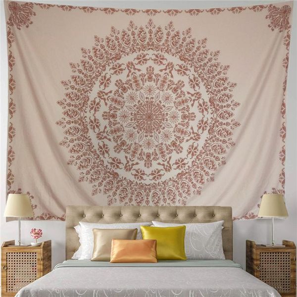 

tapestries boho floral pink carpet wall tapestry mandala india bohemia tenture decor home hippie cloth elephant