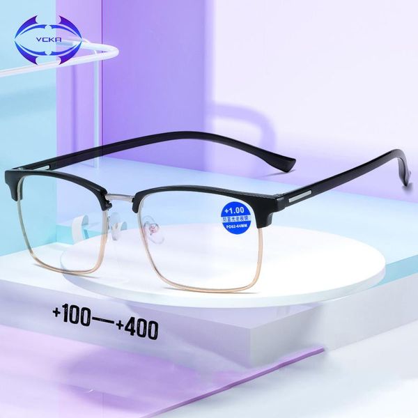 

sunglasses vcka men tr90 square reading glasses 12 layer coated lenses retro business hyperopia prescription eyeglasses +1.0 to +4.0, White;black