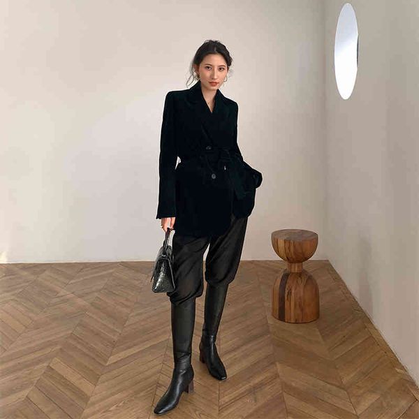 

women's suits & blazers [eam] women corduroy green big size blazer lapel long sleeve loose fit jacket fashion spring autumn 2022 1x581, White;black