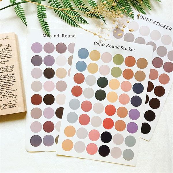 

48pcs/sheet morandi round paper stickers kits die cut/seal for diy scrapbooking journal hobo tn diary planner card making gift wrap