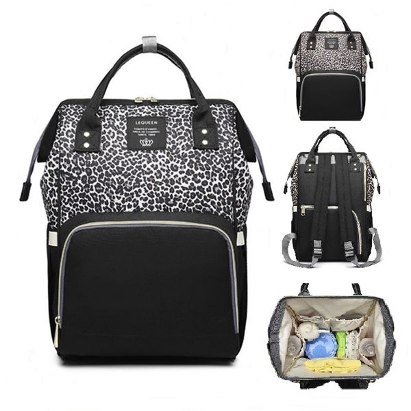 

baby leopard diaper bag nursing backpack fashion mummy maternity mother brand travel nappy changing bags for mom 220222
