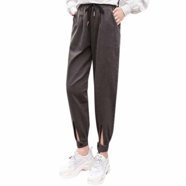 

women's pants & capris cotton linen women plus size trousers loose casual fashion sports ladies elastic waist lace up split h, Black;white