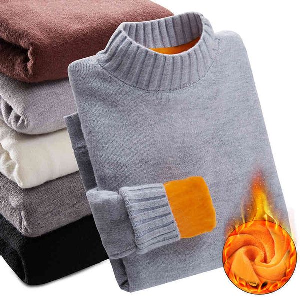 

men's high neck large thick sweater, soft comfortable, golden veet and solid fabric, for winter, White;black