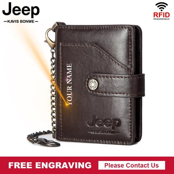 

card holders engraving rfid genuine leather men's holder small id cardholder short coin purse wallet protection metal case, Brown;gray