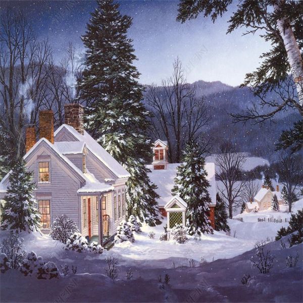 

custom 3d p wallpaper beautiful snow house three-dimensional oil painting background wall decorative painting