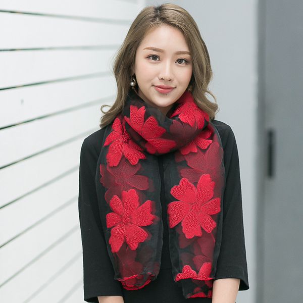 

[dankeyisi] est women luxury brand bandana hijab embroidery scarf shawl ladies silk scarves lace sjaal summer fall, Blue;gray