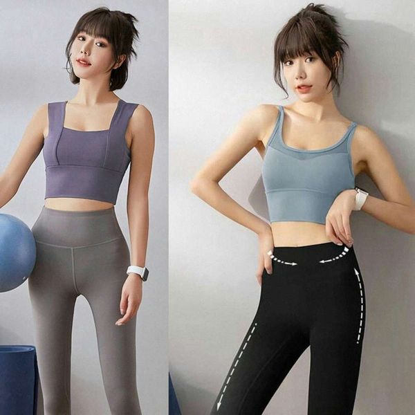 

yoga bra shirts women's sports t shirt push up vest fitness running gym t-shirts tank underwear cami solid color 12 r5i7#, White
