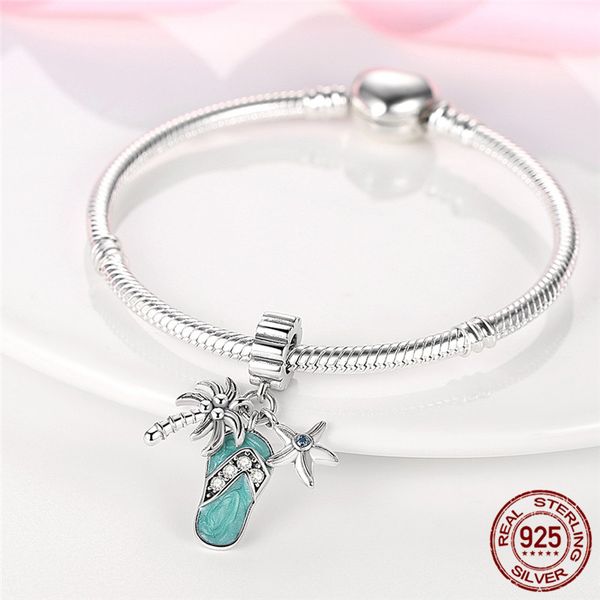 S925 Prata Esterlina Charm Bead Fit Original Pandora Charms Pulseira Faça Você Mesmo Tartaruga Marinha Terra Coleção de Verão Joias Femininas Presente