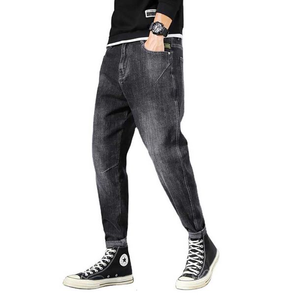 

jeans trendy harem men casual denim pants regular ny jeans street fashion trousers man clothing, Blue