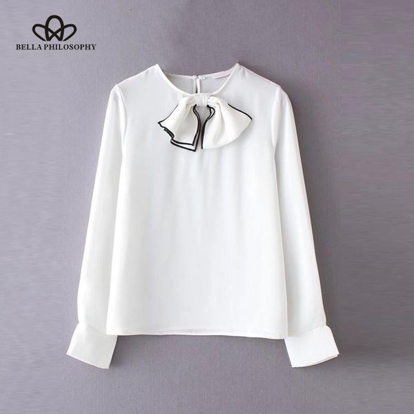 

luck a spring basic shirt blouse women white bowknot female casual chiffon for ladies blusas women's blouses & shirts