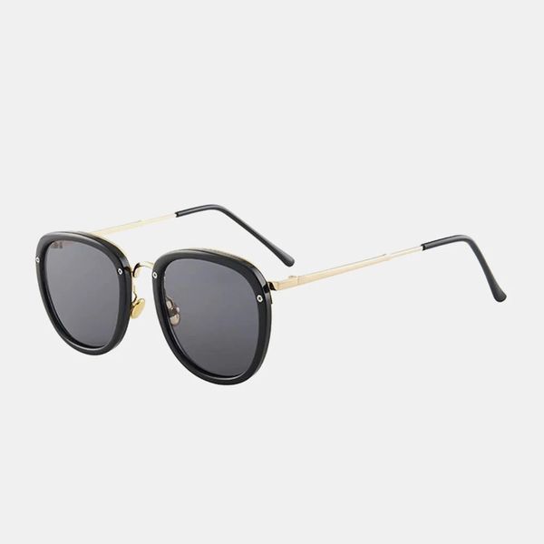

oval frame metal pc full frame anti-blue light anti-uv sunglasses, Black