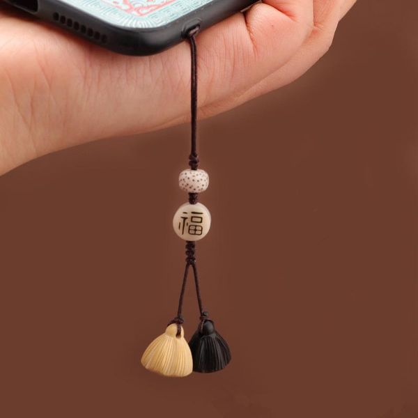 

cell phone straps & charms original diy creative hand-knitted mahogany ebony mobile chain key pendant chinese style u disk lanyard lucky jew