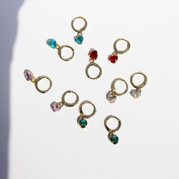 

dangle & chandelier tarcliy fashion colorful small love rhinestone earrings simple ear buckle women heart-shaped cute drop earring jewelry, Silver