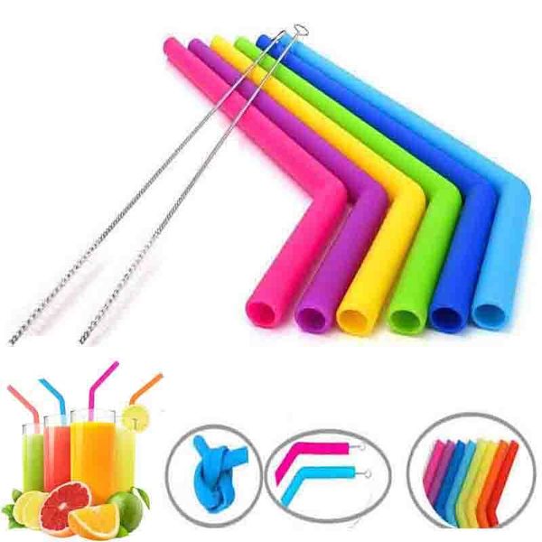 

drinking straws gougu silicone reusable with cleaning brush party bpa food-grade safe home bar accessory