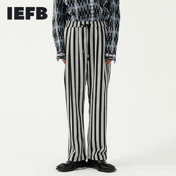 

men's pants men's men black white contrast color stripe wide leg loose straight autumn 2022 drawstring high waist y8562