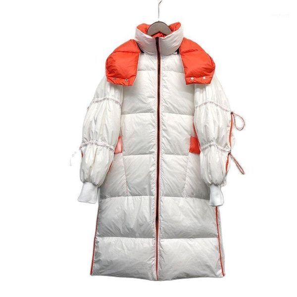 

women's down & parkas women winter coat warm thicken white duck parka jacket female long hooded loose coats, Black