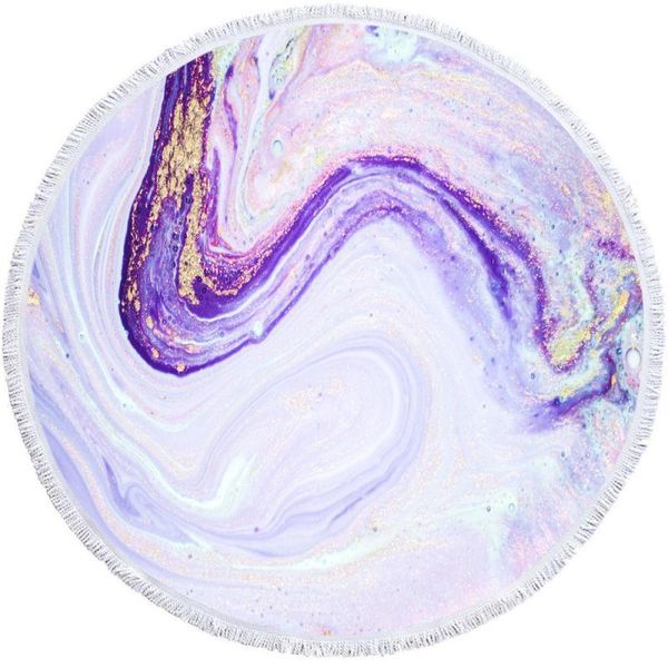 

carpets simple and fashionable fiber round beach towel 3d printing flow golden 440g rug home textile & garden