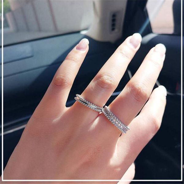 

wedding rings blaike 2 pcs/set charm white gold filled jewelry exquisite zircon for women engagement ring set birthday gifts, Slivery;golden