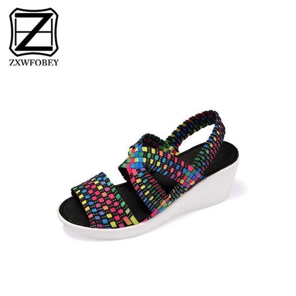 

summer women sandal shoes weave wedge sandals slingback flipflops schoes, Black