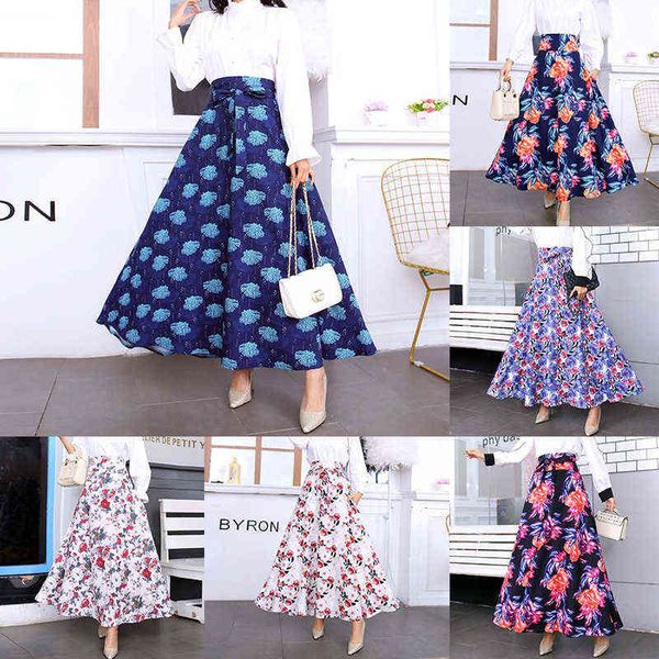 

skirts spring women's digital printing large swing skirt, Black