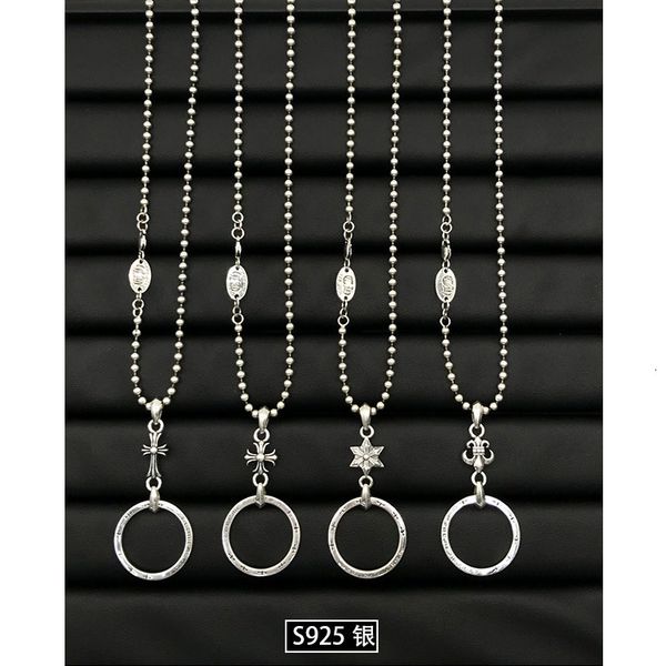 

luxury designer fashion croix necklace female xia sterling silver collarbone chain male ins style couple pendant ring ornament, Red;brown