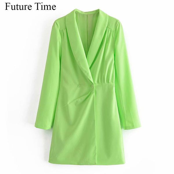 

women's suits & blazers women 2021 chic fashion with buttons pleated mini dress vintage lapel collar long sleeve female dresses vestido, White;black