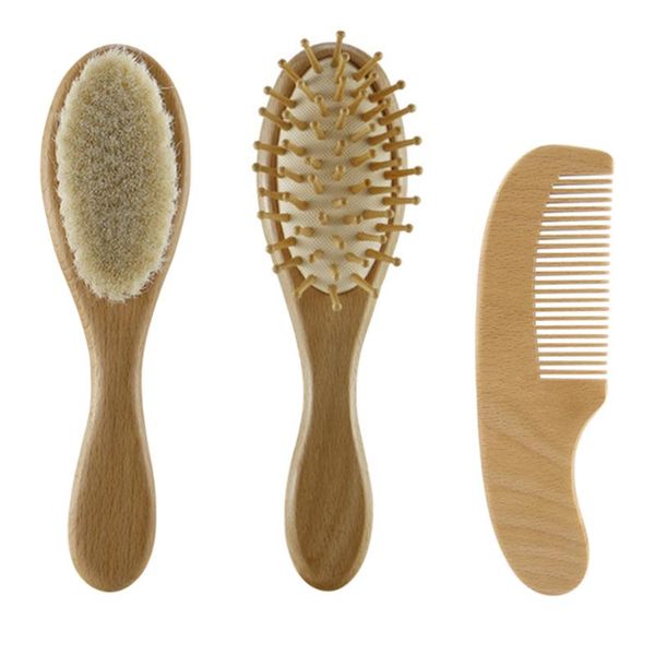 

eyelash curler 3pcs baby shower bath wool brush with comb bamboo handle