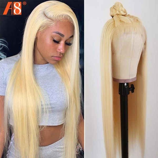 

lace wigs 13x4 frontal human hair brazilian long straight 613 honey blonde front wig remy 150% density for women, Black;brown