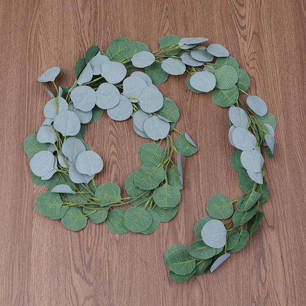 

decorative flowers & wreaths artificial eucalyptus leaves rattan backdrop decor for wedding party gathering (white, 2 meters thick pattern)