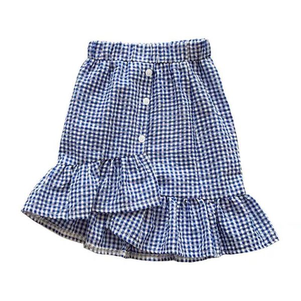 

skirts girls half length pleated skirt summer kids casual all-match lattice buttock children's clothing thin princess short, Blue