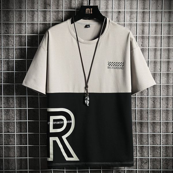 

men's jackets fashion large size patchwork t-shirts male breathable round neck short sleeve casual shirts summer tees 5b4d, Black;brown