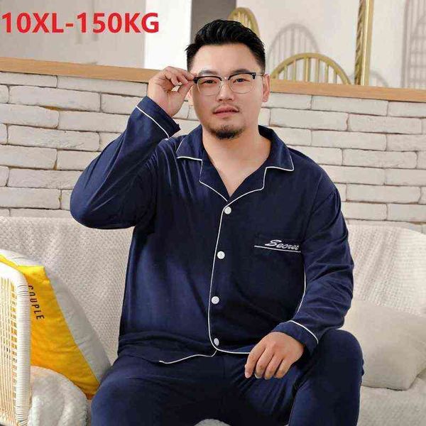 Herren-Pyjama-Sets, 100 % Baumwolle, lässig, locker, Heimnachtwäsche, große Größe 8XL 9XL 10XL, Pyjama, bequem, Übergröße, Homewear, 150 kg, 60 211111